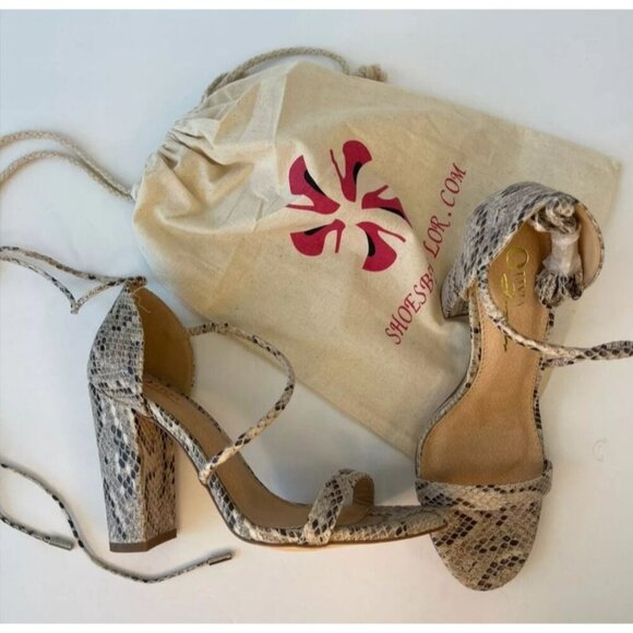 OLIVIA FERGUSON /  Snake Laceup / Print / Block Heel /  Sandals  With Open Toe - Picture 6 of 7